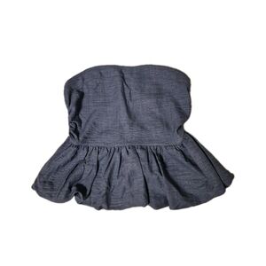 Strapless Blue Peplum Top